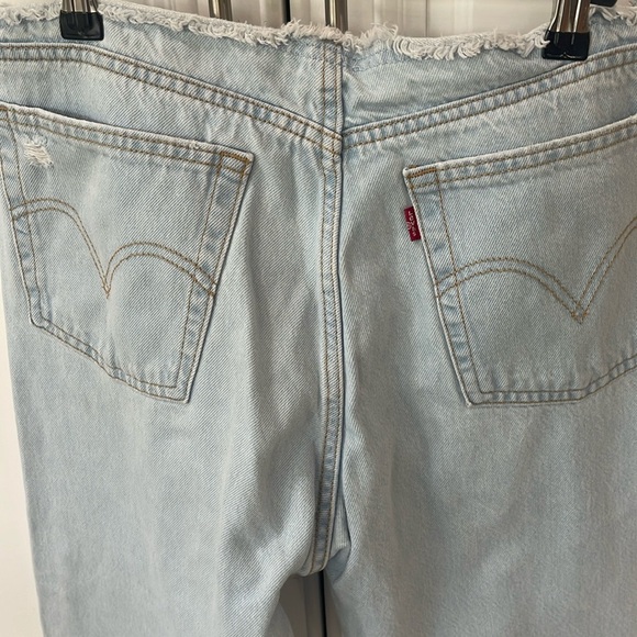 Levis Jeans Wedgie Straight No Waistband light wash raw hem button fly sz 29 - Picture 7 of 17
